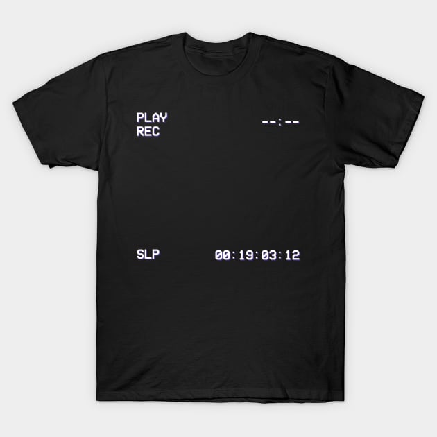 Synthwave 80s VCR play display glitch vaporwave T-Shirt by A Comic Wizard